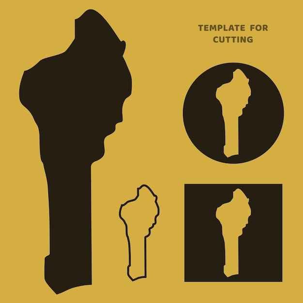 Plantilla de mapa de benin para corte por láser, talla de madera, corte de papel. siluetas para cortar. plantilla de vector de mapa de benin.