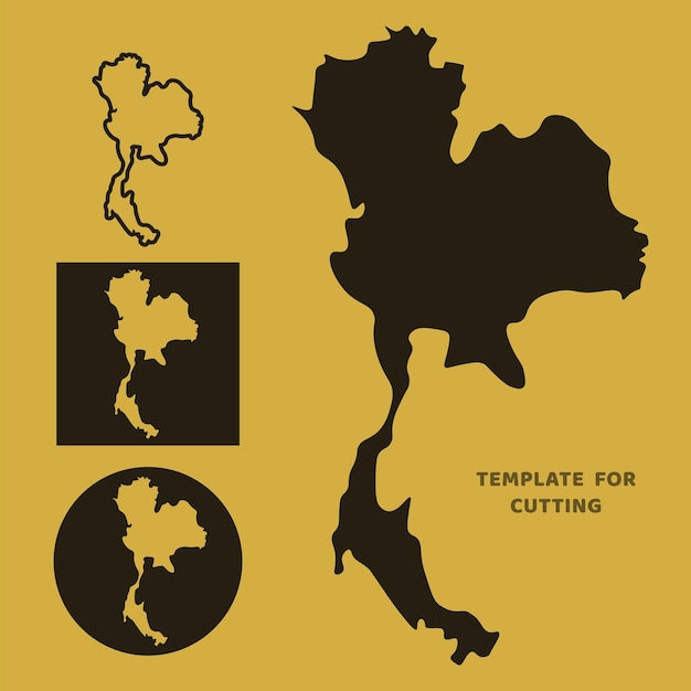 Plantilla de mapa de tailandia para corte por láser, talla de madera, corte de papel. siluetas para cortar. plantilla de vector de mapa de tailandia.