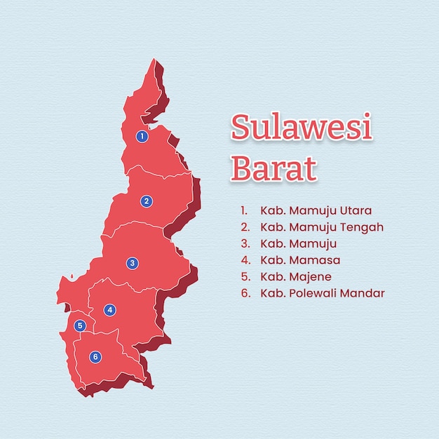 Plantilla de mapa de West Sulawesi para activos vectoriales