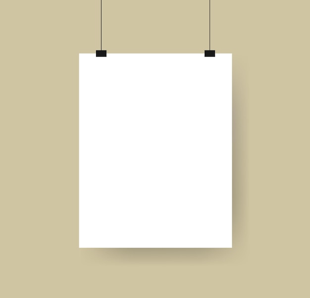 Vector plantilla de maqueta colgante en blanco realista a3 a4 cartel banner anuncio pantalla