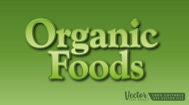 Plantilla de maqueta de efecto de estilo de texto editable 3D de alimentos orgánicos