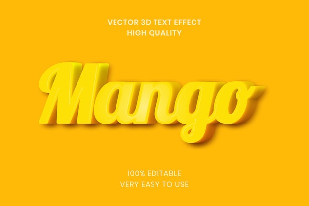 Plantilla de maqueta de efecto de estilo de texto en negrita editable 3d de Mango