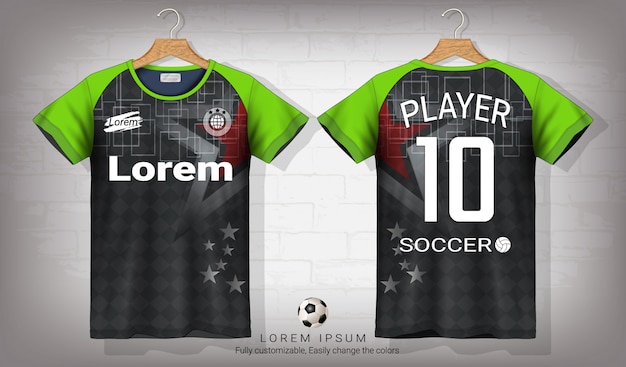 Plantilla de maqueta de fútbol y camiseta deportiva.