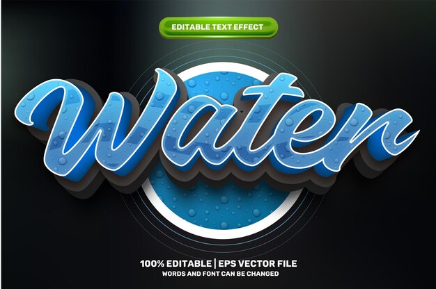 Plantilla de maqueta de logotipo 3D de naturaleza de gota de agua dulce Estilo de efecto de texto editable