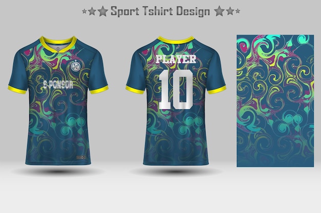 Plantilla de maqueta de patrón geométrico de jersey de fútbol abstracto diseño de camiseta deportiva