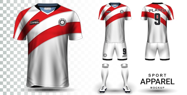 Vector plantilla de maqueta de presentación de jersey de fútbol y fútbol