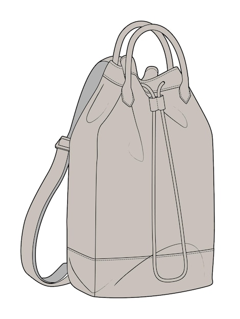 plantilla de maqueta de vector de boceto plano técnico de la bolsa de cubo