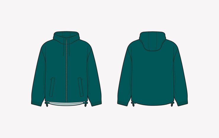 Vector plantilla de maqueta vectorial de chaqueta vista delantera y trasera