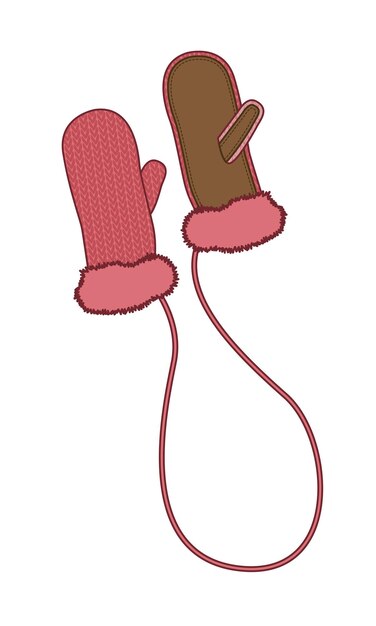 plantilla de maqueta vectorial de dibujo plano de guantes de punto
