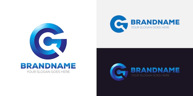 Plantilla de marca de logotipo letra g 3d corporativo