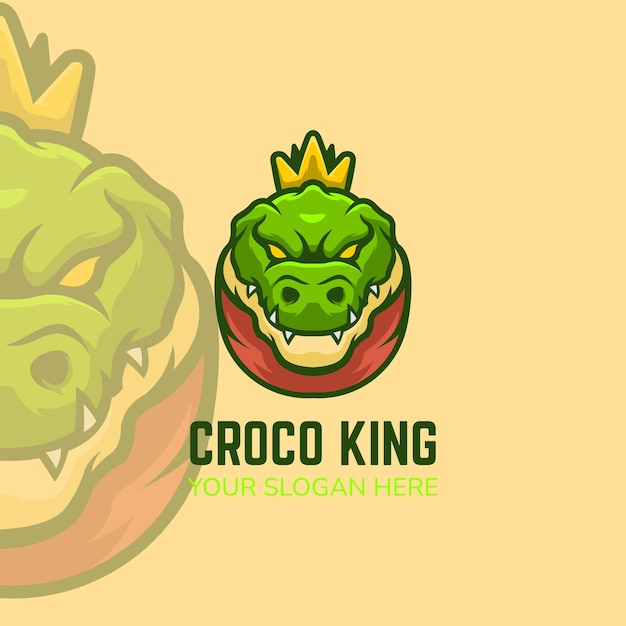 Vector plantilla de marca de logotipo de mascota de rey cocodrilo