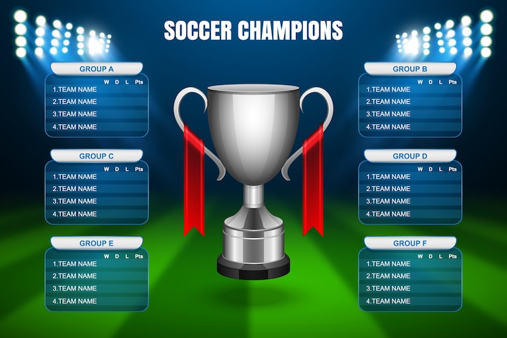 Vector plantilla de marcador final de campeones de fútbol