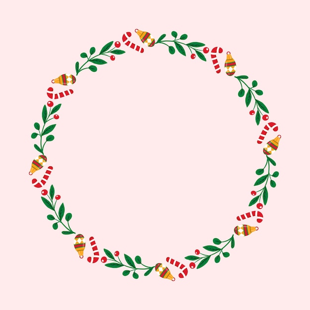plantilla de marco para la celebración de la temporada navideña concepto de corona navideña