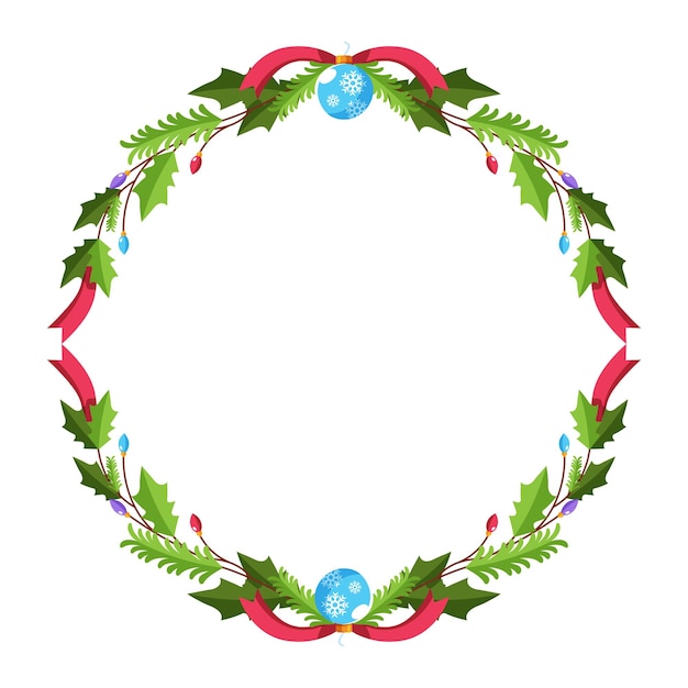 plantilla de marco para la celebración de la temporada navideña concepto de corona navideña