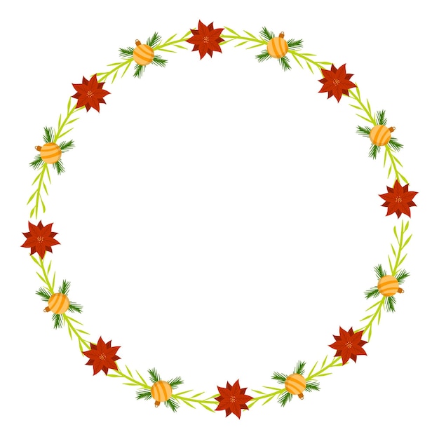 plantilla de marco para la celebración de la temporada navideña concepto de corona navideña