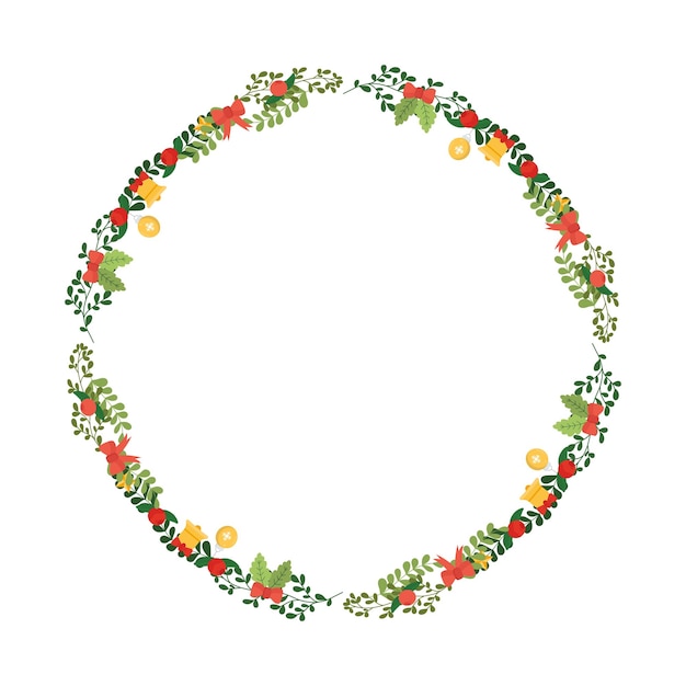plantilla de marco para la celebración de la temporada navideña concepto de corona navideña