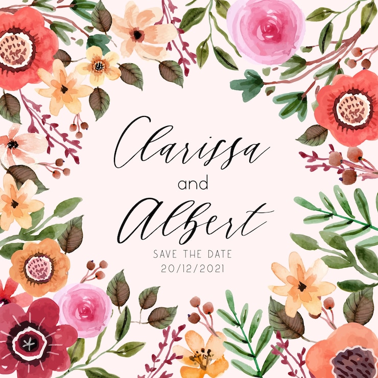 Vector plantilla de marco cuadrado acuarela rojo y rosa cálido