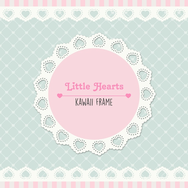 Plantilla de marco de encaje de corazones lindos