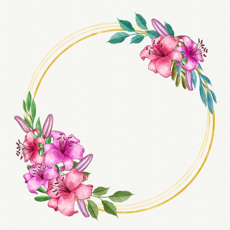 Vector plantilla de marco floral acuarela pintada a mano