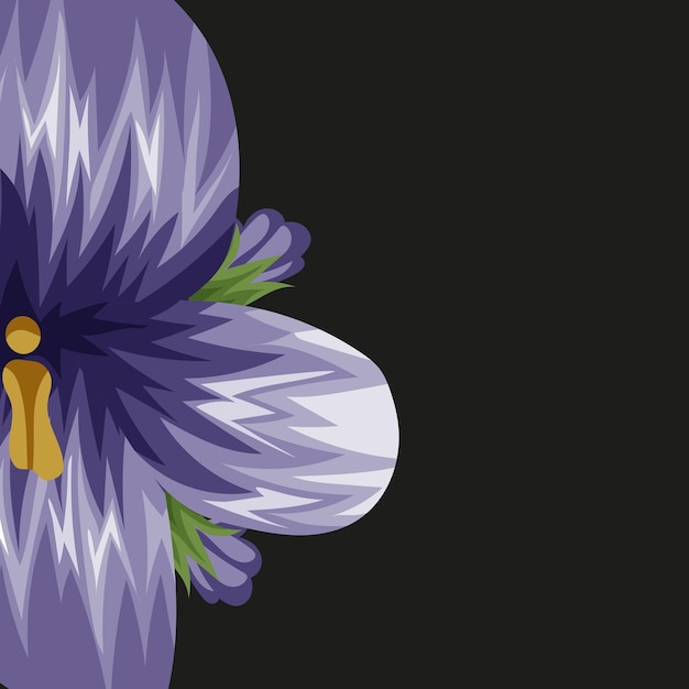plantilla de marco floral para tarjetas o pancartas que consiste en un capullo violeta de campo sobre un fondo negro