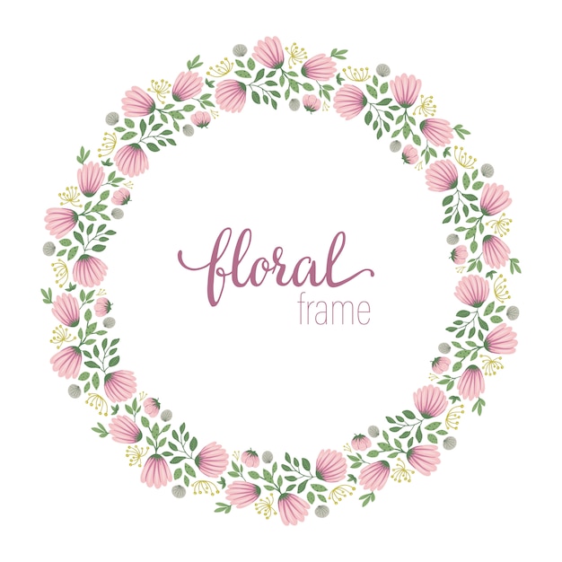 plantilla de marco con flores silvestres planas de moda