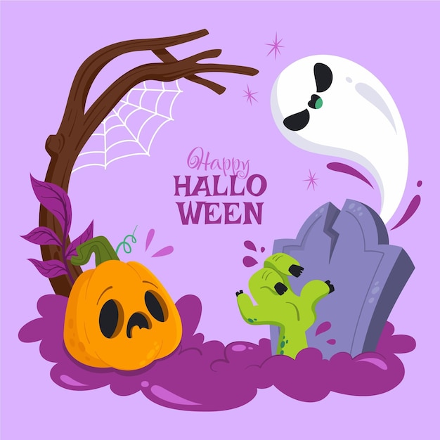 Vector plantilla de marco de halloween plano dibujado a mano