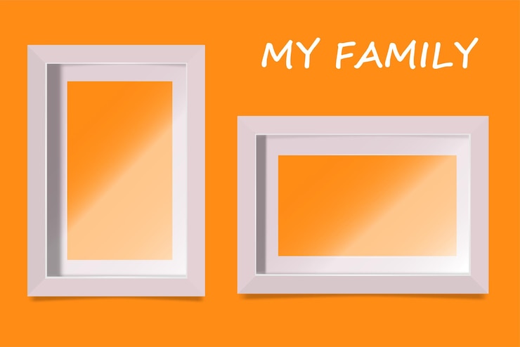 Vector plantilla de marco minimalista para pintura horizontal y vertical una plantilla para la presentación de una foto marco de fotos vectorial vacío en el tablero