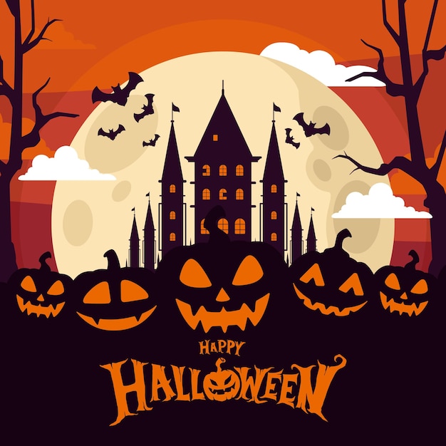 plantilla de marco plano de Halloween dibujado a mano