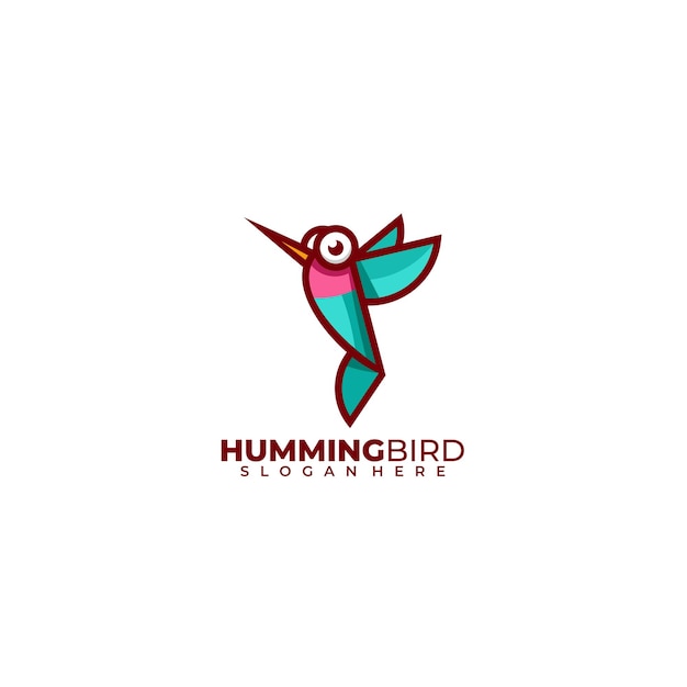 Plantilla de mascota de logotipo colorido de diseño de colibrí