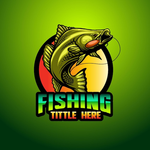 plantilla de mascota de logotipo de pesca simple