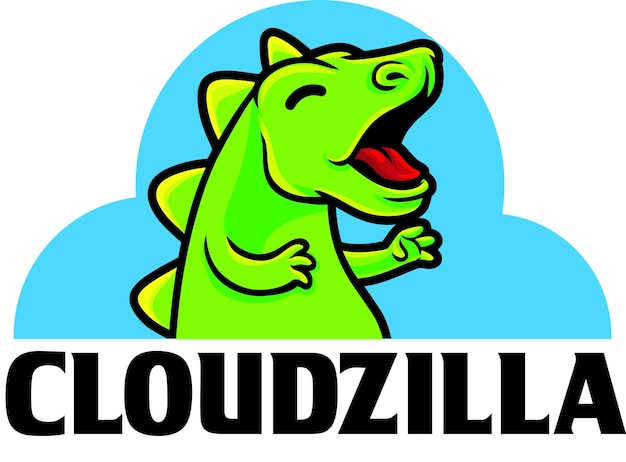 Vector plantilla de mascota de logotipo de servidor digital cloudzilla