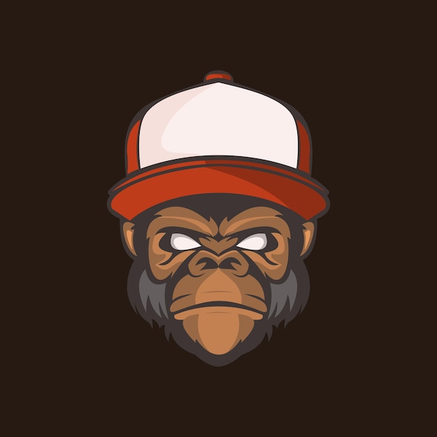 Plantilla de mascota de logotipo de sombrero de mono