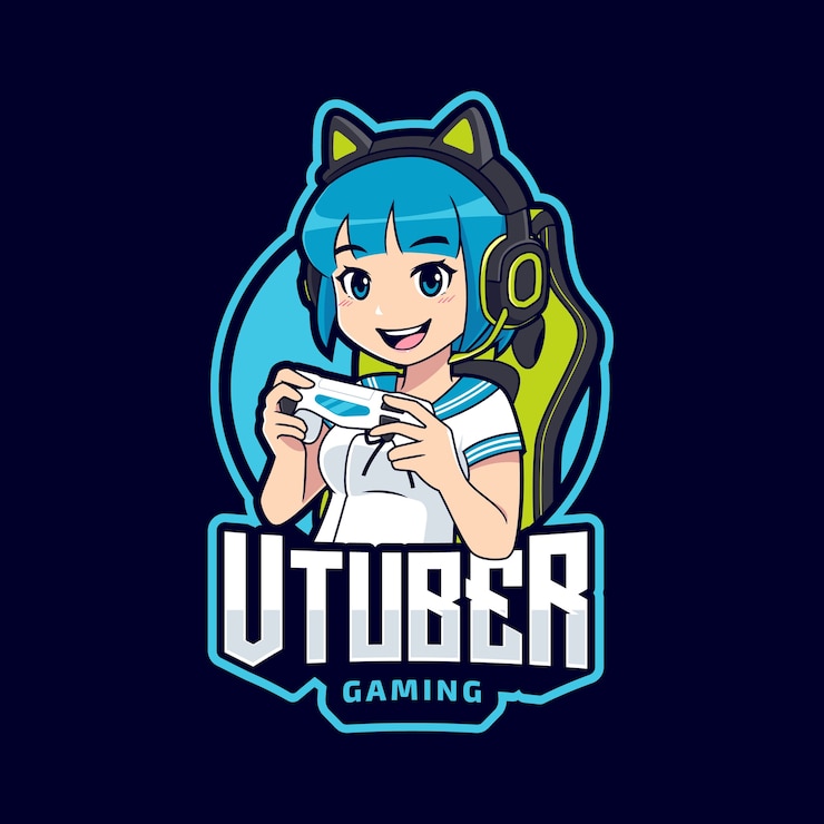Vector plantilla de mascota de logotipo de streamer virtual