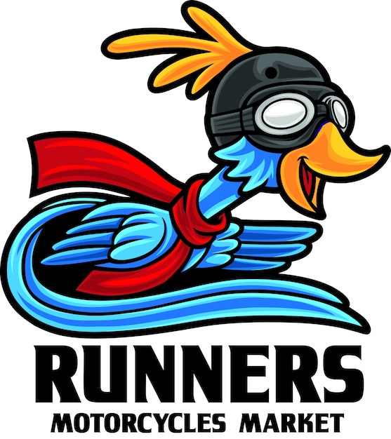 Vector plantilla de mascota de logotipo de tienda de motocicletas bird runner