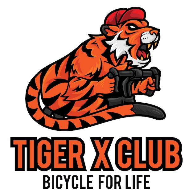 Vector plantilla de mascota de logotipo de tiger bicycle club