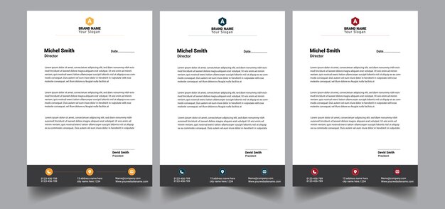 Plantilla de membrete comercial moderno y abstracto Paquete de membrete comercial de variación de color