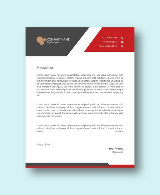 Plantilla de membrete corporativo moderno y profesional de vector