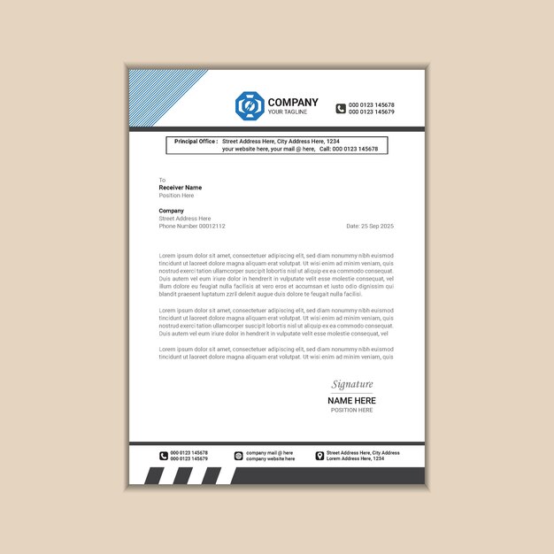 Plantilla de membrete corporativo simple y elegante
