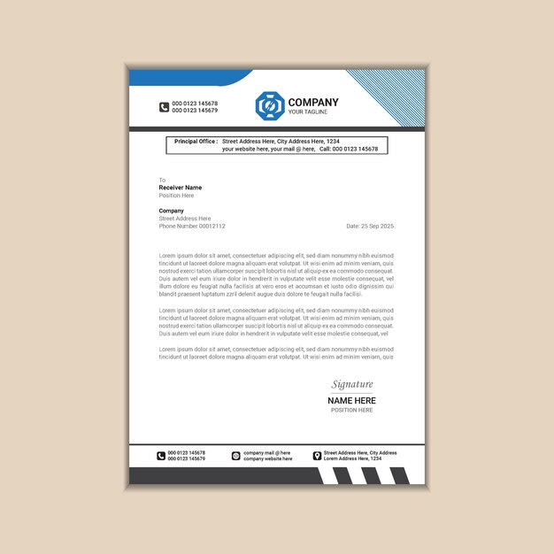 Plantilla de membrete corporativo simple y elegante