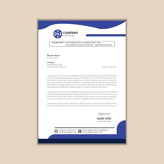 Plantilla de membrete corporativo simple y elegante