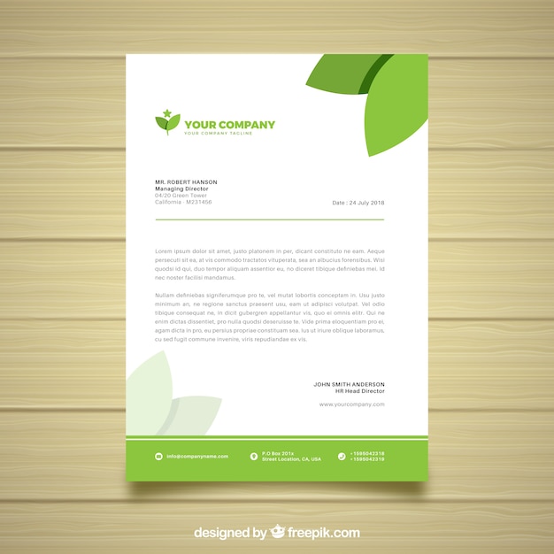 Plantilla de membrete en estilo plano