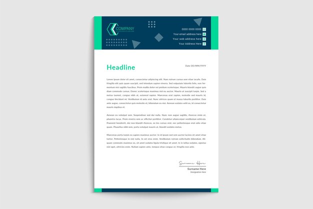 Plantilla de membrete geométrico plano