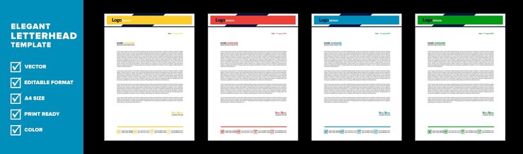 plantilla de membrete moderna para diseño de papelería de empresa comercial con formato de vector de hoja A4