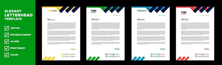 plantilla de membrete moderna para diseño de papelería de empresa comercial con formato de vector de hoja A4