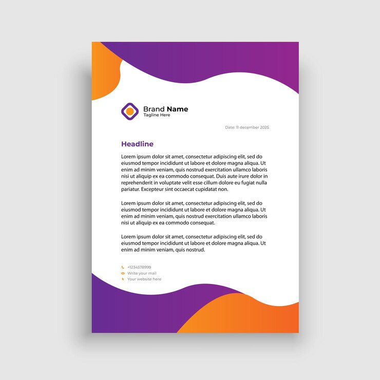 Plantilla de membrete de negocios de diseño ondulado moderno