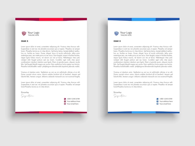 Plantilla de membrete profesional rojo y azul con vector gratis