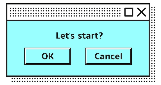 Plantilla de mensaje de confirmación de ventana de interfaz de computadora retro