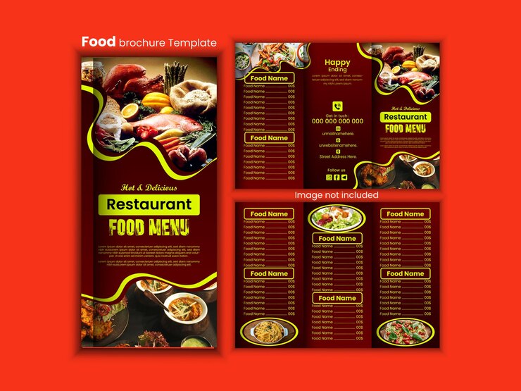 plantilla de menú de alimentos para el folleto de un restaurante