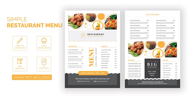 plantilla de menú de alimentos personalizable