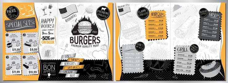 Vector plantilla de menú de barra de hamburguesas